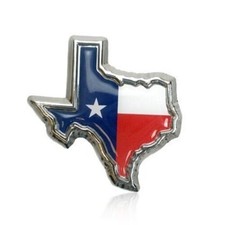 Texas Flag in TX Shape with Color Chrome Metal Car Emblem
