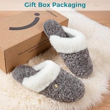 Womens Slippers Ladies Girls Memory Foam Size 3 - 4 Faux Alpaca Indoor Outdoor
