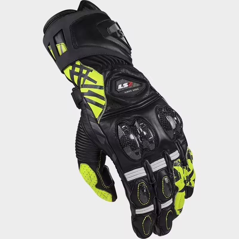 Gants moto LS2 FENG racing avec coques ventilées et cuir perforé
