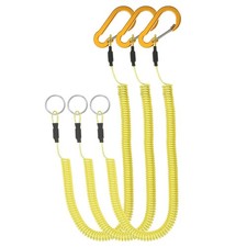 3pcs Retractable Spring Coil Straps, 6" Lanyard Cord with Clip and Ring Yellow