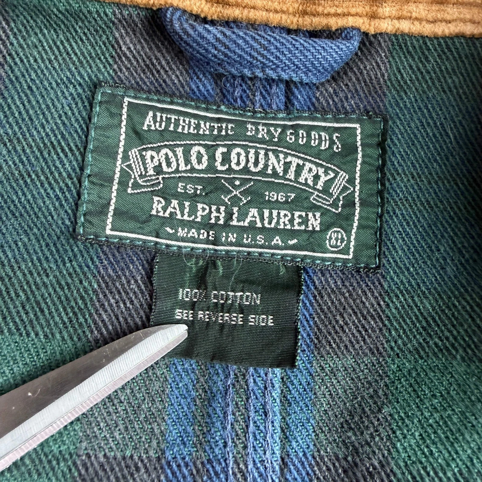 VNTG Ralph Lauren Polo Country (XL) Black Watch Denim Western Trucker Jacket - product detail image 10