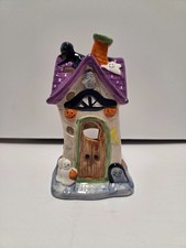 Halloween Haunted House w/ Ghost Candle Holder Ceramic 6"