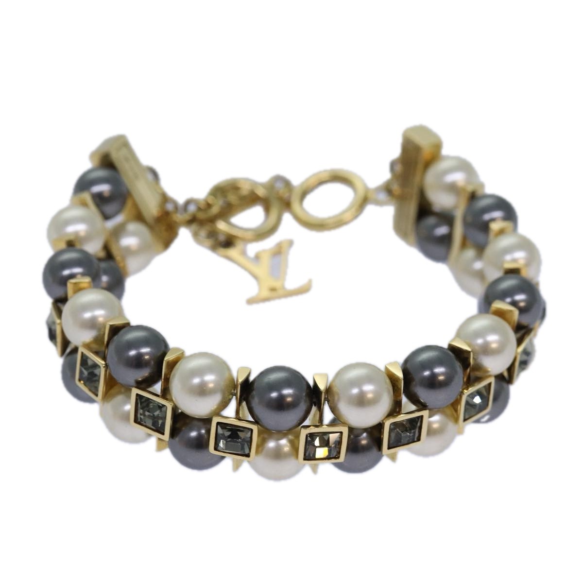 LOUIS VUITTON Cry Me Ariver PM Bracelet Gold Gray M67010 LV Auth