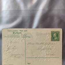 1910 Rare post card and one cent stamp cancelled at Spokane, Wash. Post Office
