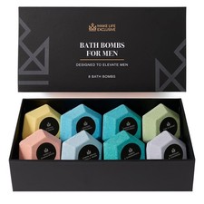 Men's Diamond Bath Bombs - 8 Large 5oz, Natural Essential Oils, Gifts for Men
