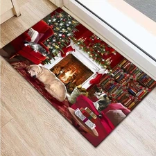 Christmas Rug 35.43"x23.62" Christmas Mat Decor Non-Slip Durable Carpet for Home