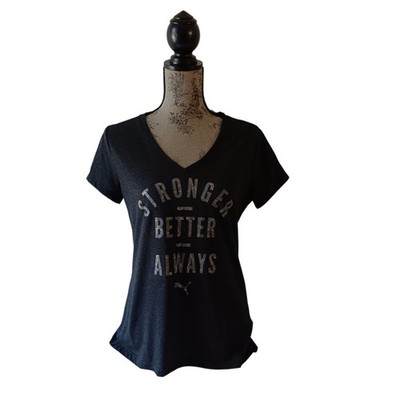 Puma women's black short-sleeve activewear top size L