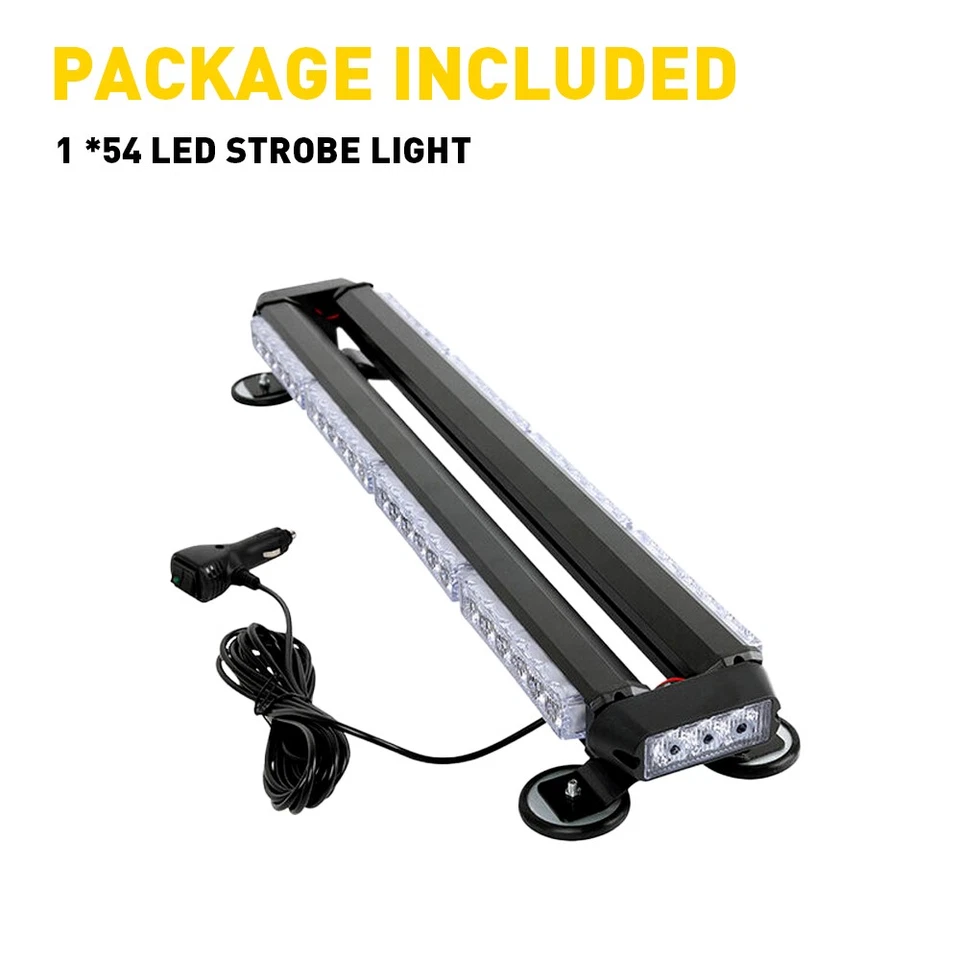 54-LED Ámbar Luz de Emergencia Barra Techo Doble Lado Estroboscópico Lámpara de Advertencia de Tráfico Foto 4 de 4
