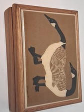 Wendy Morgan Tile & Wood Box Geese Vintage Farmhouse 1978 Made In USA