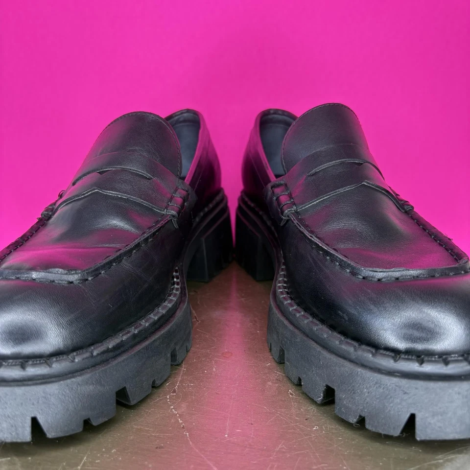 Черные кожаные мокасины Free People Lyra с коренастой подошвой размер 38,5 - Изображение 4 из 4