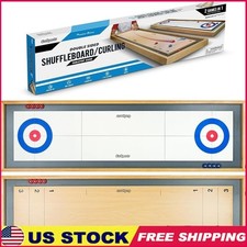 2 in 1 Tabletop Shuffleboard Curling Game Solid Wood Fun Family 2-4 Players New