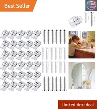 Mirror Hanging Kit - 30 Durable Clips with Screws, Perfect for Glass Mounting