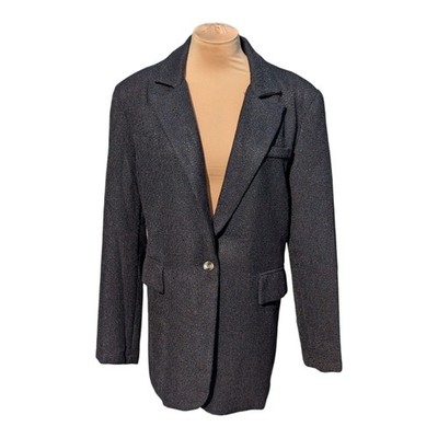 She+Sky Women's Black Single Button Blazer Jacket Notched Medium Career Chic New