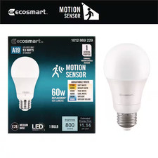 60-Watt Equivalent A19 Dimmable Motion Sensor LED Light Bulb with Selectable Col