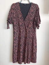 Next Black Tan Printed Faux Wrap Jersey Dress Size 14