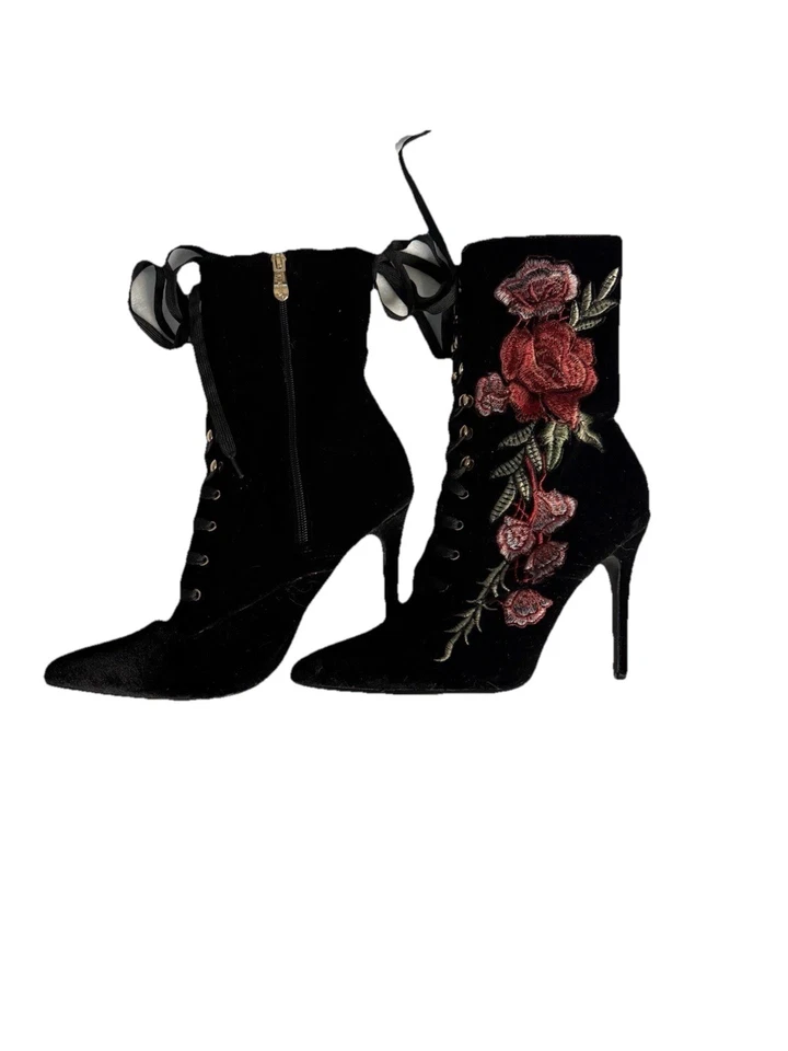 Cape Robbin Velvet Heels With Floral Embroidery - Image 2 of 2