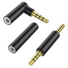 AreMe 3.5mm Audio Male to Adapter, 90 Degree Right Angle Stereo Black