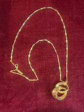 Gold Tone Casual Corner Long Knocker Pendant Fancy Chain 30” Necklace