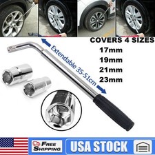 Telescoping Lug Wrench Standard Sockets Breaker Bar Wheel Tire Rim Lock Nut 4way
