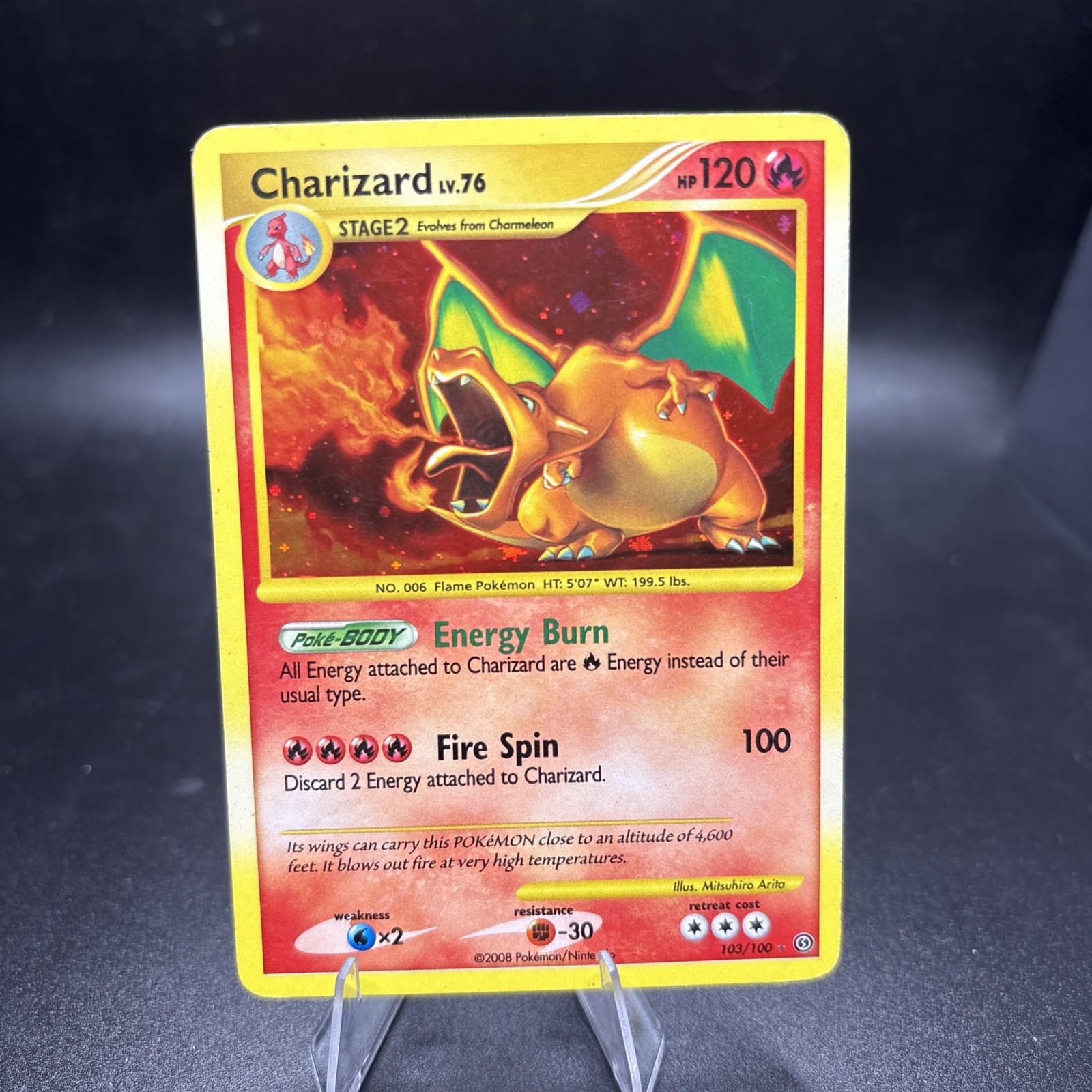 charizard pokemon card 2008 PSA 8 103/100 Holo Stormfront Diamond & Pearl Pokmon Card, Toys & Collectibles, Trading Cards, Graded Singles on Carousell [RRRR] Fire Spin (100)Discard 2 Energy cards attached to Charizard in order to use this attack Someone on Reddit found a