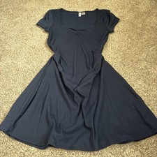 H&M Navy Blue Knit A-Line Short Sleeve Scoop Neck Dress Size M