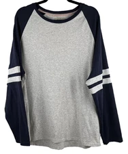 The Normal Brand Mens XXL LS Heather Gray Blue Raglan Sweatshirt Layer Casual