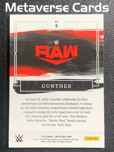 2023 Panini Impeccable WWE Gunther 19/25 - Picture 2 of 2