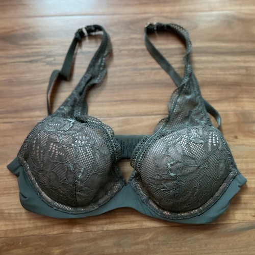 Thirdlove Olive Green Graphic Lace Plunge Bra Size 30B