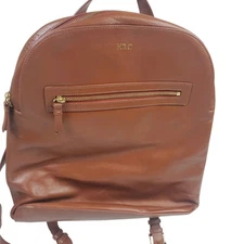 Mark and Graham Zoe Backpack Camel Leather MONOGRAMMED HRC Broken Strap