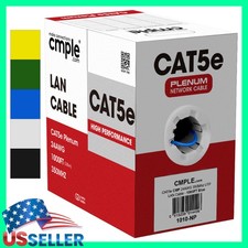 Plenum Cat5e Cable 1000ft Solid Bulk CMP 24AWG Ethernet Cord RJ45 Plug LAN Wire