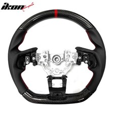 For 22-26 Subaru Wrx Carbon Fiber Steering Wheel Leather W Red Stitch Indicator