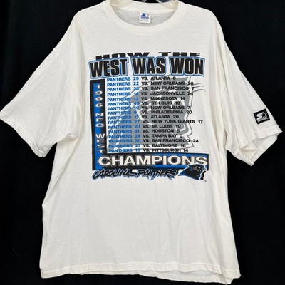 Vintage Starter Carolina Panthers 1996 NFC West Champions T-Shirt XL White USA