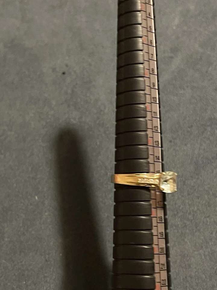 Кольцо из чистого золота 14 карат с аквамарином и бриллиантовыми акцентами размер 7 3,32 грамма - Изображение 2 из 4