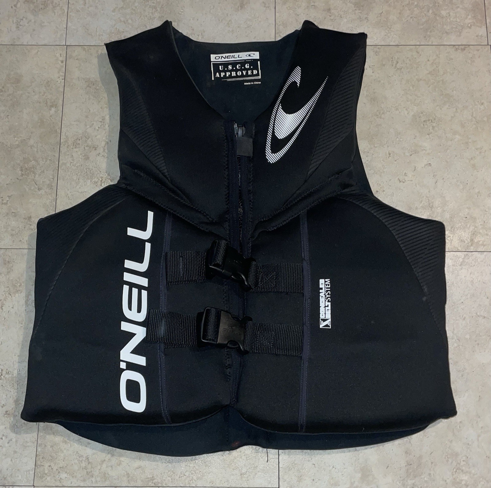 O&rsquo;Neill Mens Reactor USCG Approved Water Ski Life Vest Jacket Black Adult Large