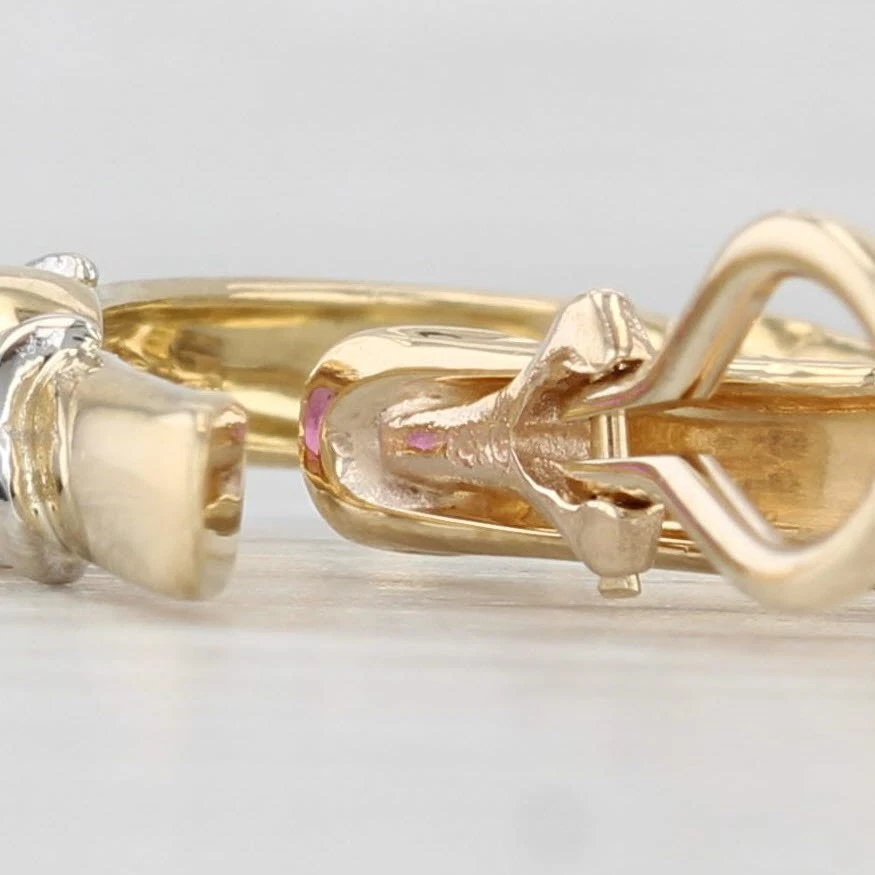 0,54Ct Ruby Diamant Creolen Ohrringe 14K Gelbgold Clip-On Omega Rückseiten - Bild 4 von 4