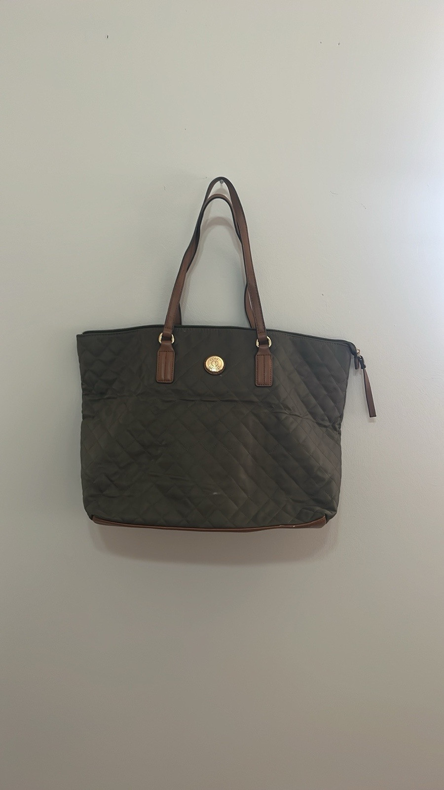 Tommy Hilfiger Green Leather Tote Bag with Coin Purse New With Tags