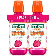Therabreath Kids Mouthwash Fluoride Organic Strawberry Splash Anticavity 16 Fl