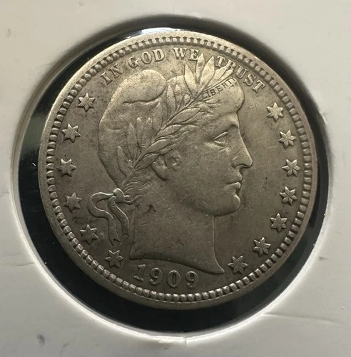 1909 P Barber Silver Quarter