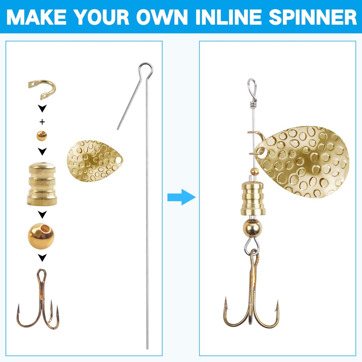 design your own fishing lure DIY Spinner Kit For Bass With Inline Spinner Baits, 228-Piece Pack, Tackle Box Included, Copper Colorado Blades In 5 Colors, Freshwater Kids can catch fish with their own unique bait designs! Homemade Fishing Lures - J-CAD