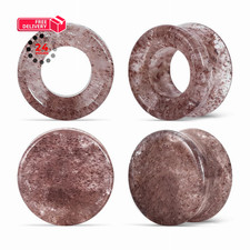 TBOSEN 2 Pairs Colorful Stone Double Flared Ear Plugs Tunnels 0g 8mm , Brown