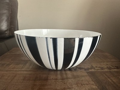 1960s Mcm Enamel Mixing Bowl Black & White Danish Eames era CATHRINEHOLM old vtg