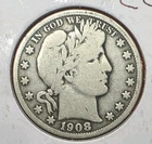 1908-O Barber Half Dollar Very Good Condition, Semi Key Date.