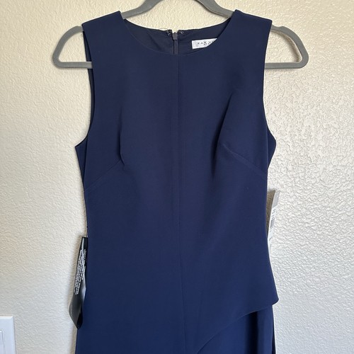 NWT Kay Unger Dress Jumpsuit Midnight Davina Crepe Walk Thru Sleeveless Stretch - Picture 3 of 13