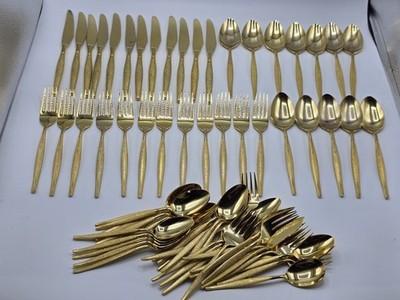 VINTAGE VIP GOLD Toned FLATWARE 74 PIECES Service For 12