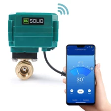 U.S. Solid Wifi Smart Motorized Ball Valve 1/2in Brass USB Connection