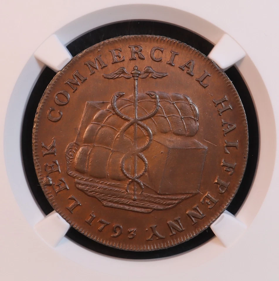 1793 Great Britain Staffordshire, Leek Conder 1/2 Penny - NGC MS63 - Superb! PQ+ - Image 2 of 4