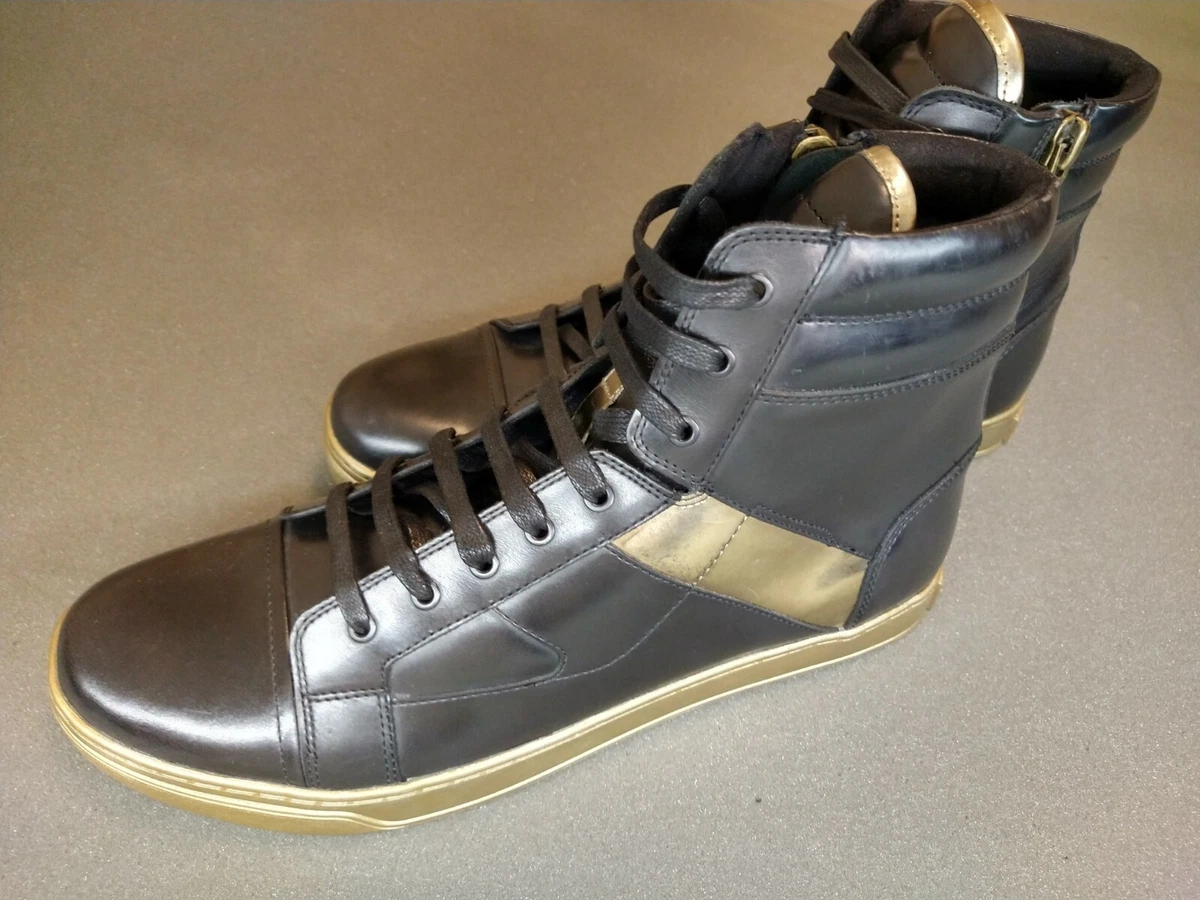 Kenneth Cole Men&#039;s Swag Er Leather Black/Gold Sneakers New | eBay