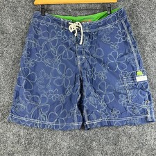J Crew Board Shorts Mens 34 Blue Nylon Tie Waist Pocket Original Swimwear Surf