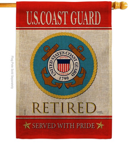 US Coast Guard Retired Burlap Garden Flag Armed Forces Gift Yard House Banner - Picture 3 of 17