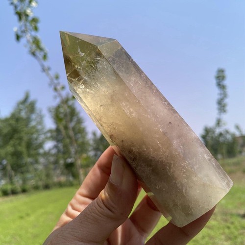 Varita de cristal de cuarzo obelisco de citrino natural de 0,3 kg decoración de cristal de Reiki - Imagen 9 de 12